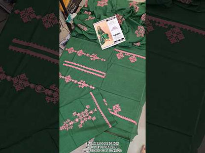 Summer Unstitched 3PCs Embroidered Lawn Dress With Lawn Dupatta  - 251