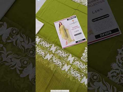 Summer Unstitched 3PCs Embroidered Lawn Dress With Monar Dupatta  - 135