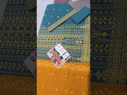 Summer Unstitched 3PCs Embroidered Lawn Dress With Chiffon Dupatta  -202