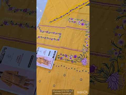 Summer Unstitched 3PCs Embroidered Lawn Dress With Monar Dupatta -162