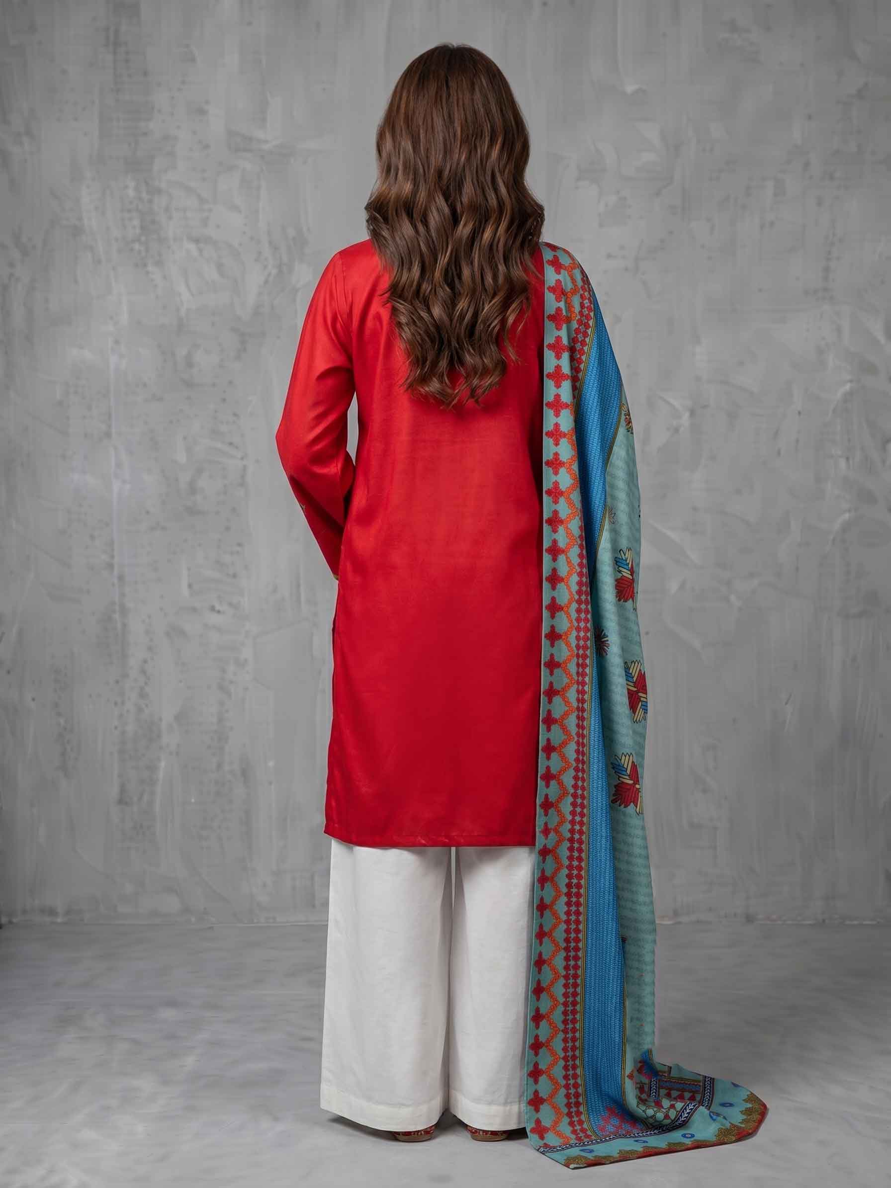 Winter 3PC Dhanak Embroidered Suit - TW 14