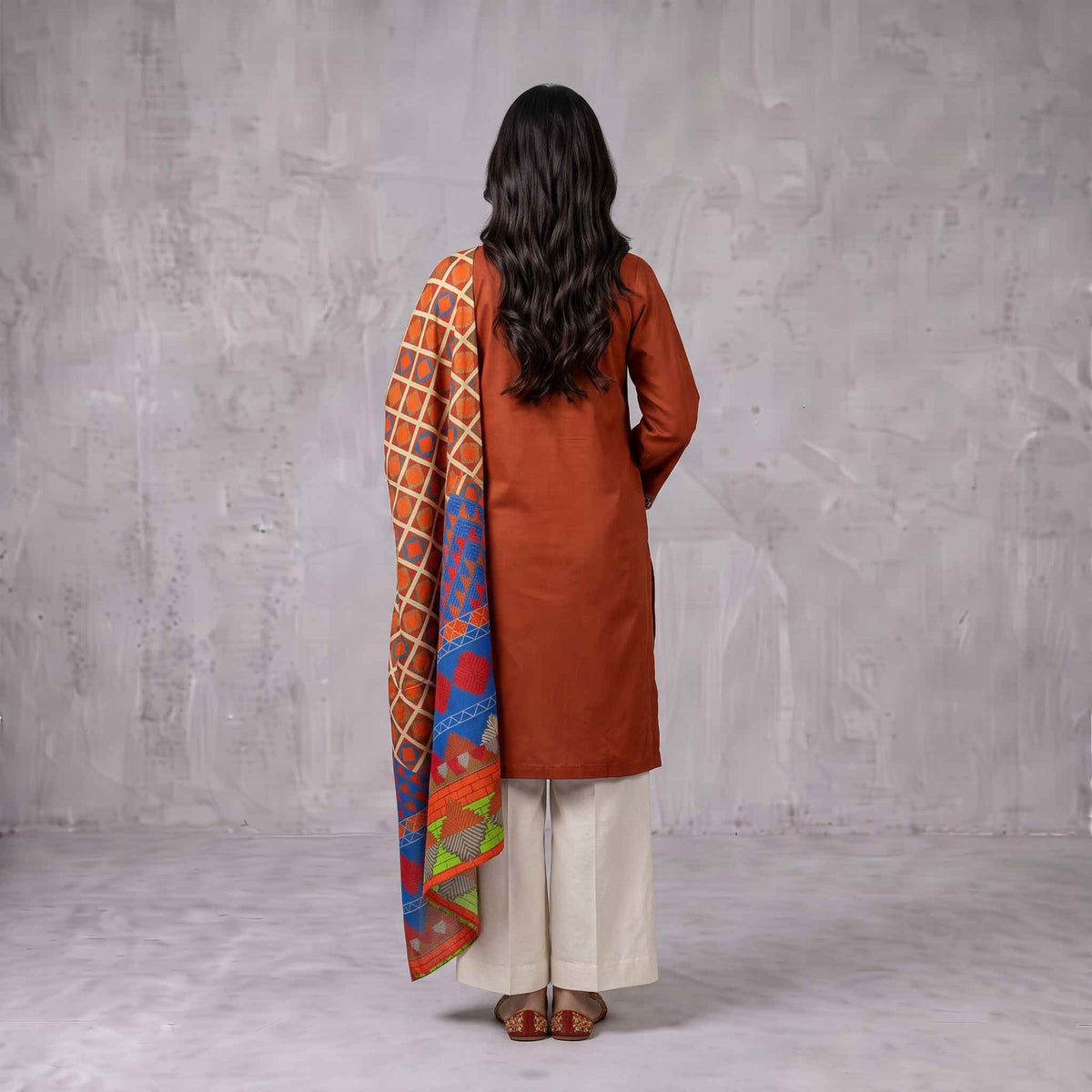 Winter Stitched 3PC Dhanak Embroidered Suit - TW 16