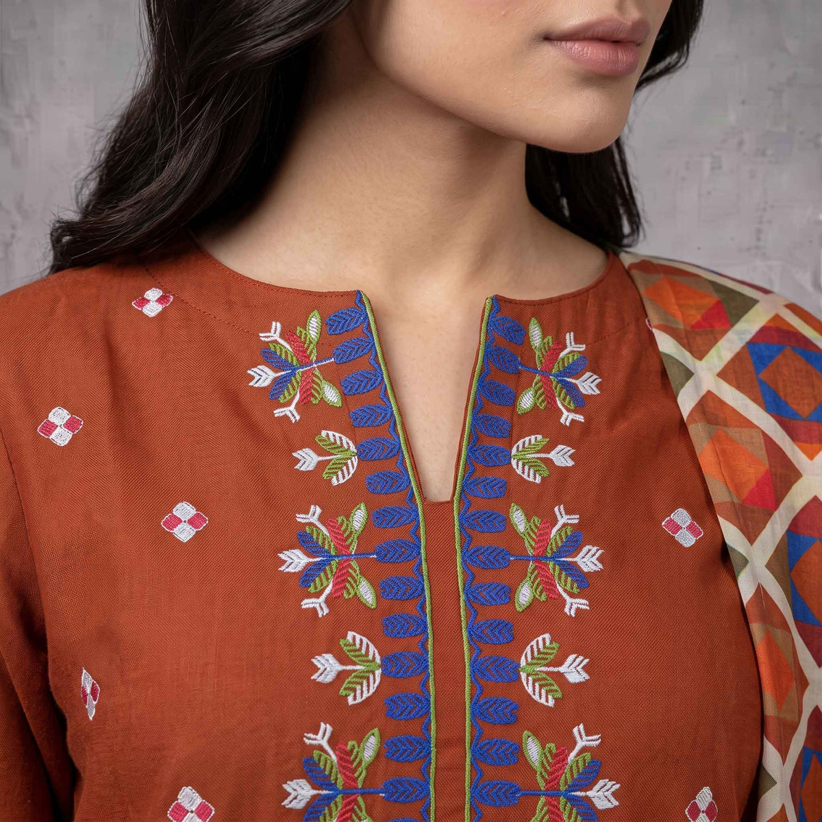 Winter Stitched 3PC Dhanak Embroidered Suit - TW 16