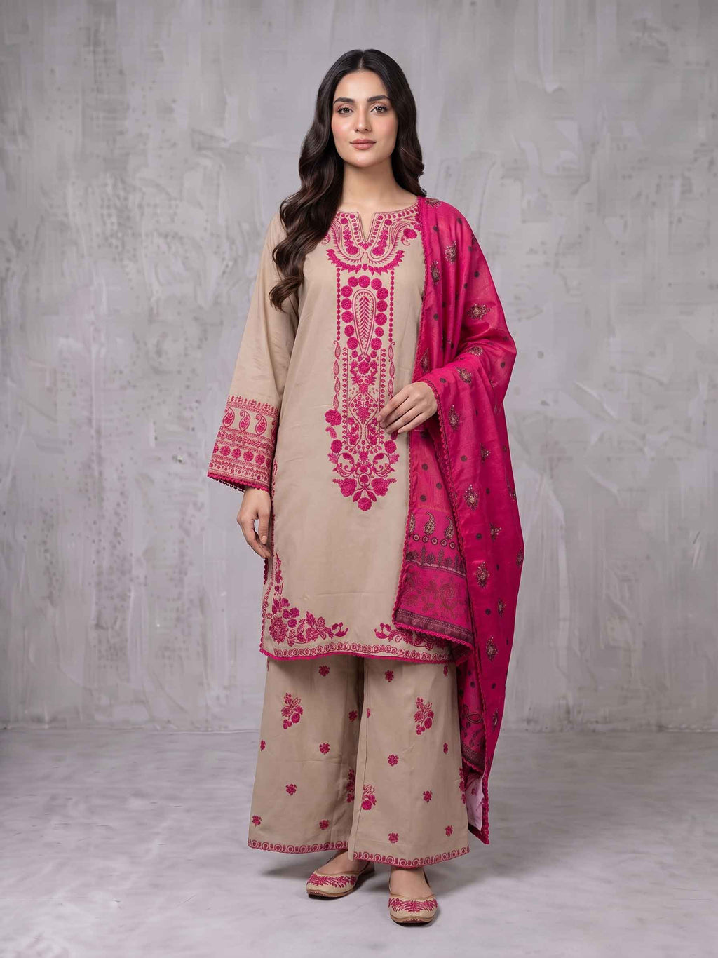 Winter Stitched 3PC Dhanak Embroidered Suit - TW 13