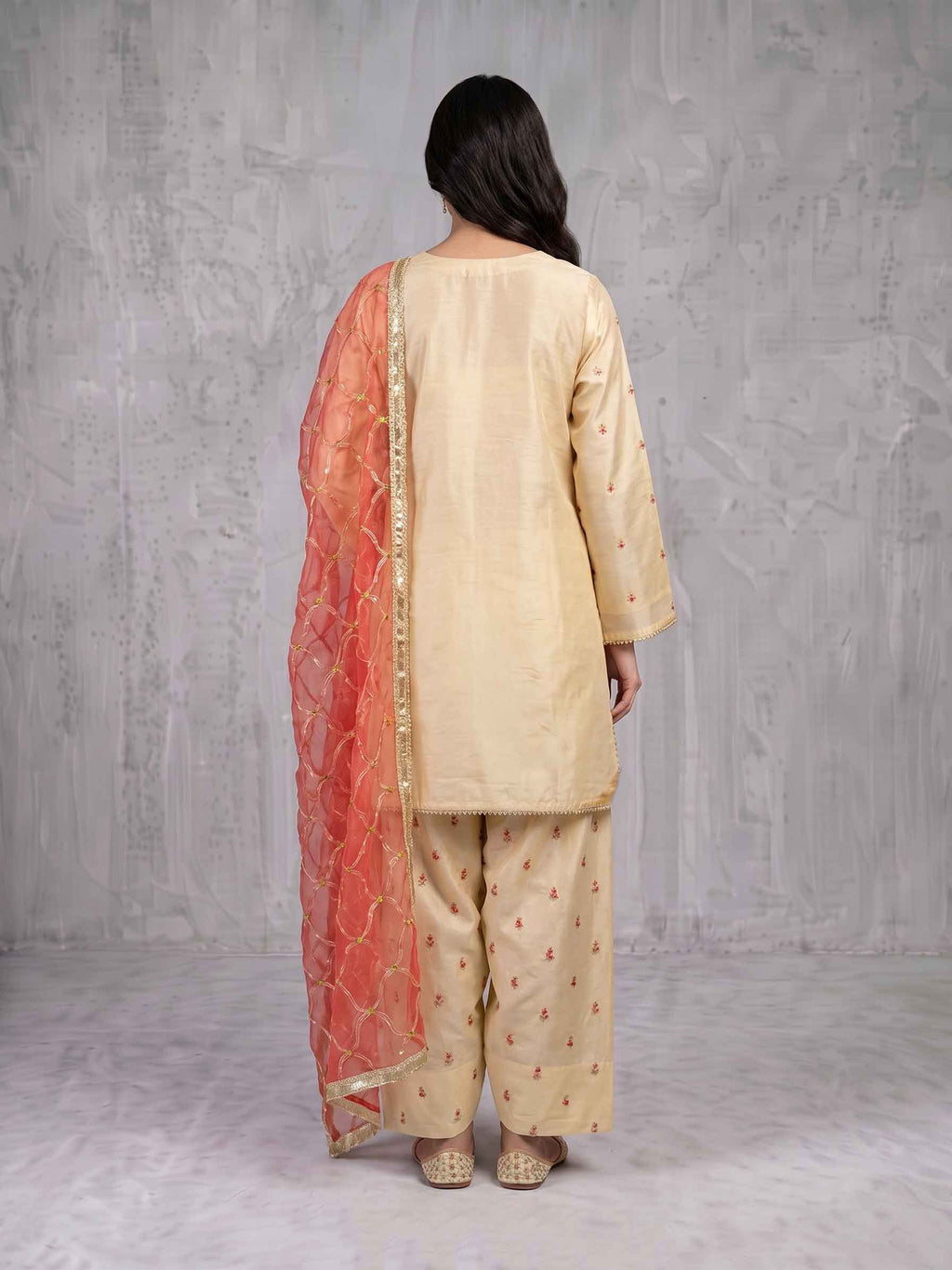 Winter Stitched Kataan Silk 3pc Embroidered Dress - TW 12