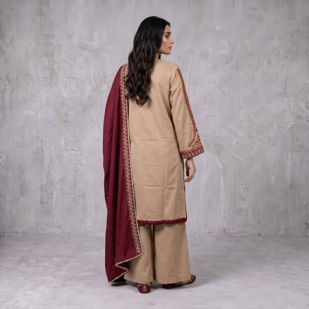 Winter Stitched 3PC Dhanak Embroidered Dress- TW 21
