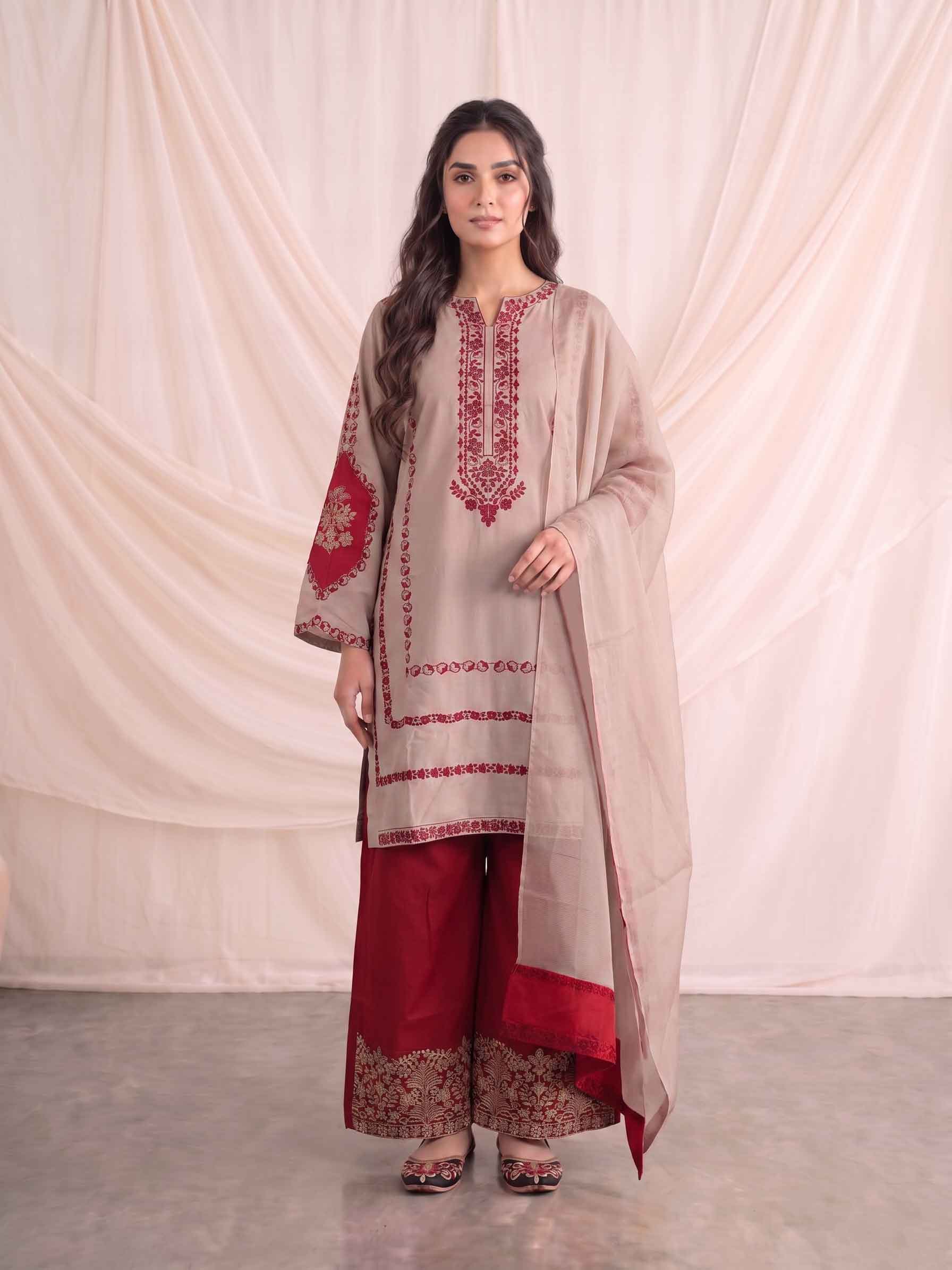 Summer Stitched 3 Piece Embroidered Lawn Dress - TS 10