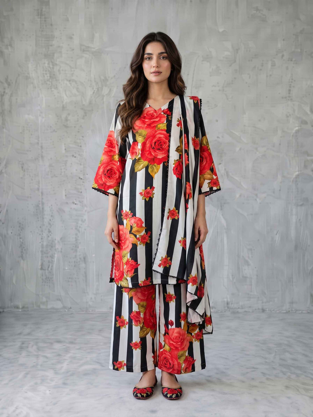 Winter Stitched 3PC Karandi Digital Print Dress - TW 07