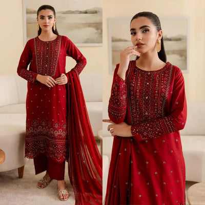 Winter 3PC Dhanak Embroidered Suit - 289